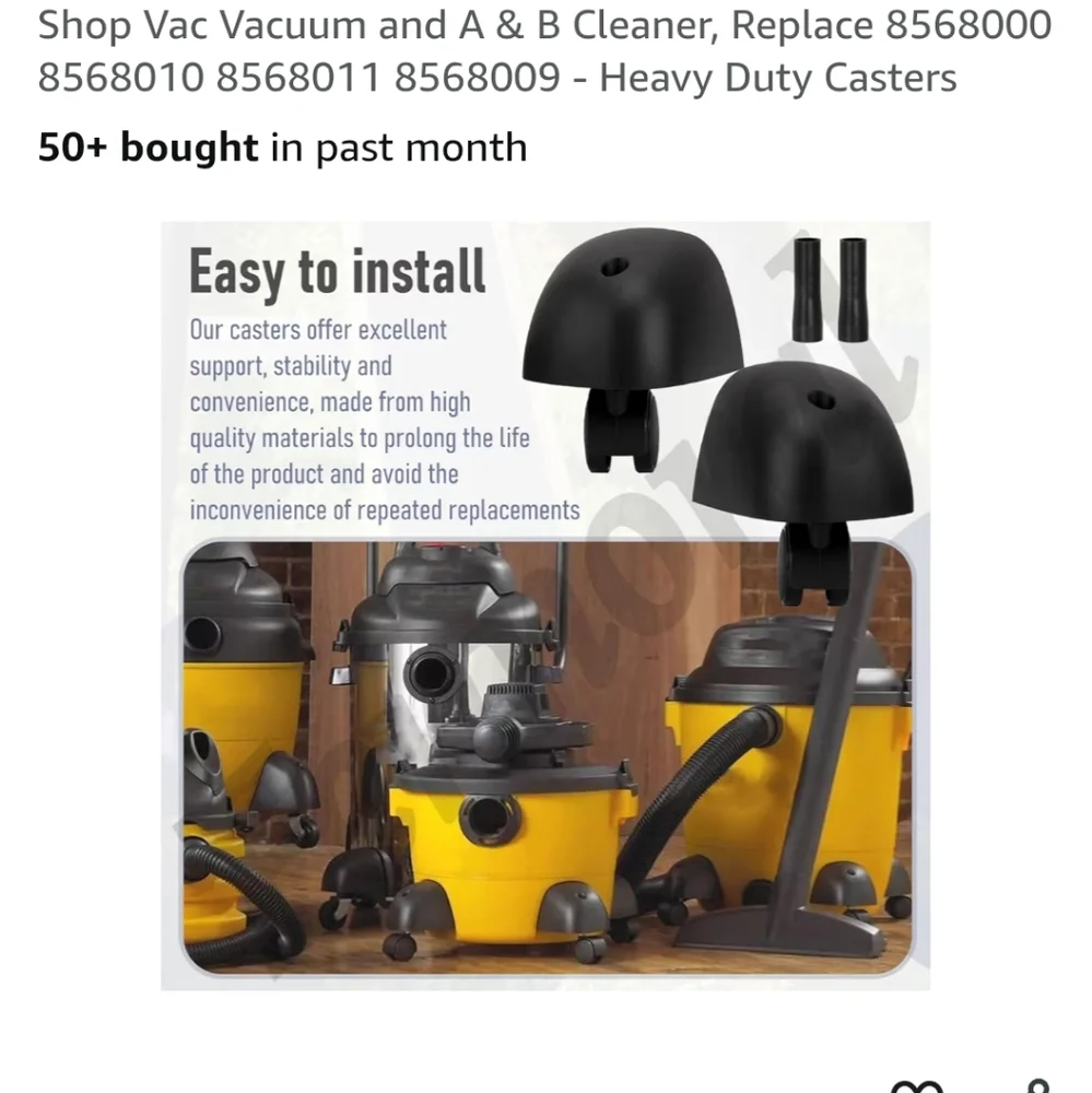 Caster Wheels And Foot Replacment Kit Fits Most Shop Vac Vacums - Picture 2 of 4